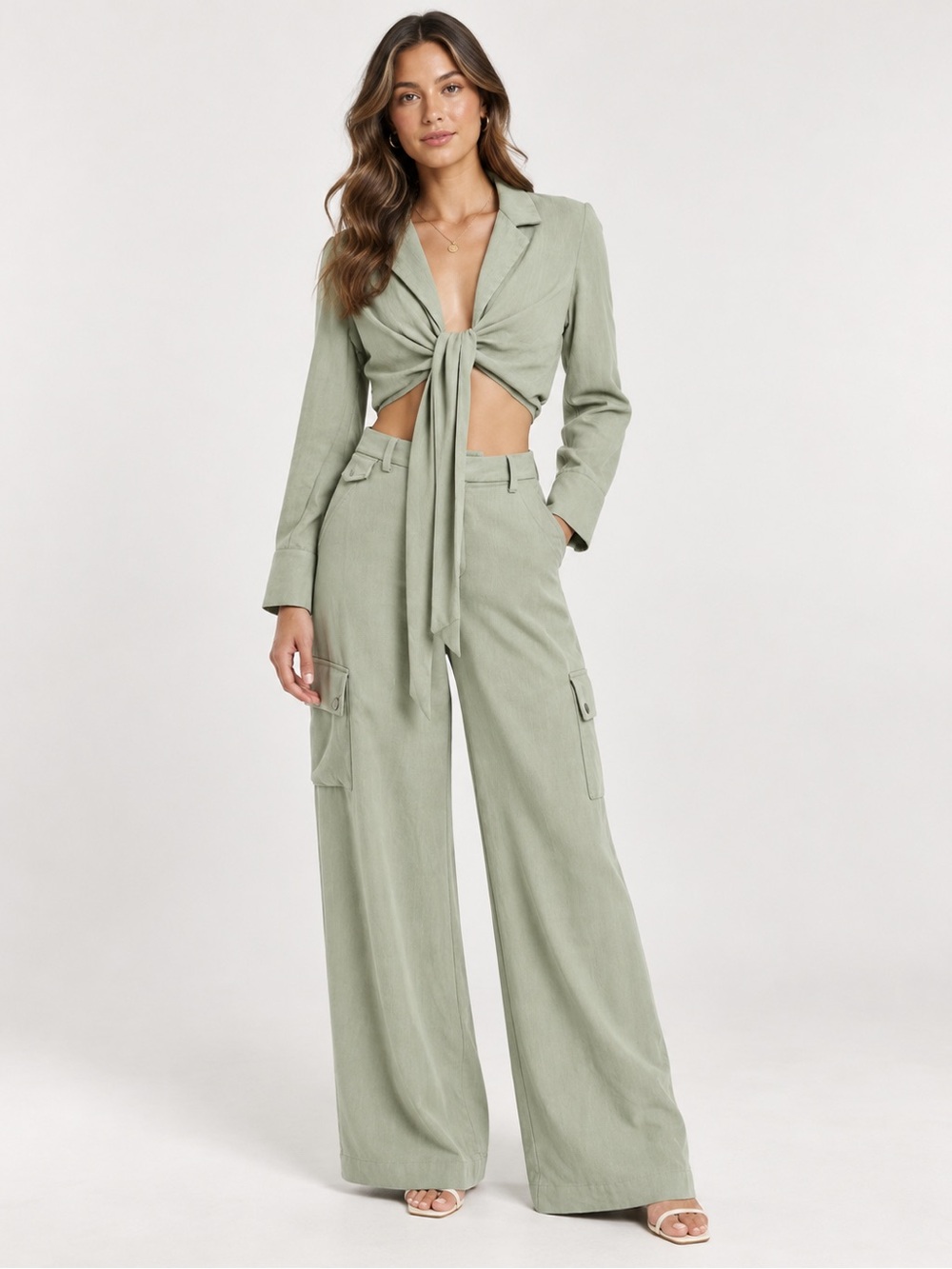 Adrienne Landau Onyx Sage Green 2-Piece Pant Set Size M